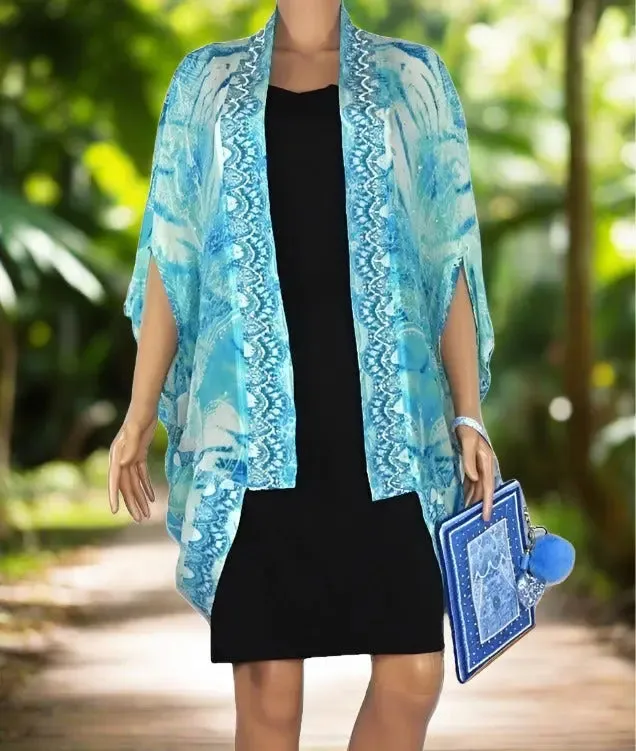 Tahiti short silk cape - Kaftans that Bling