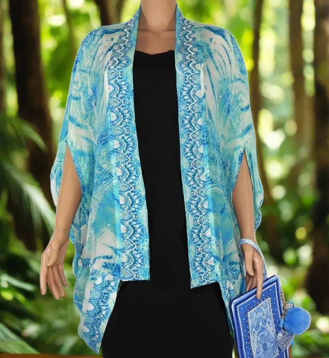 Tahiti short silk cape - Kaftans that Bling