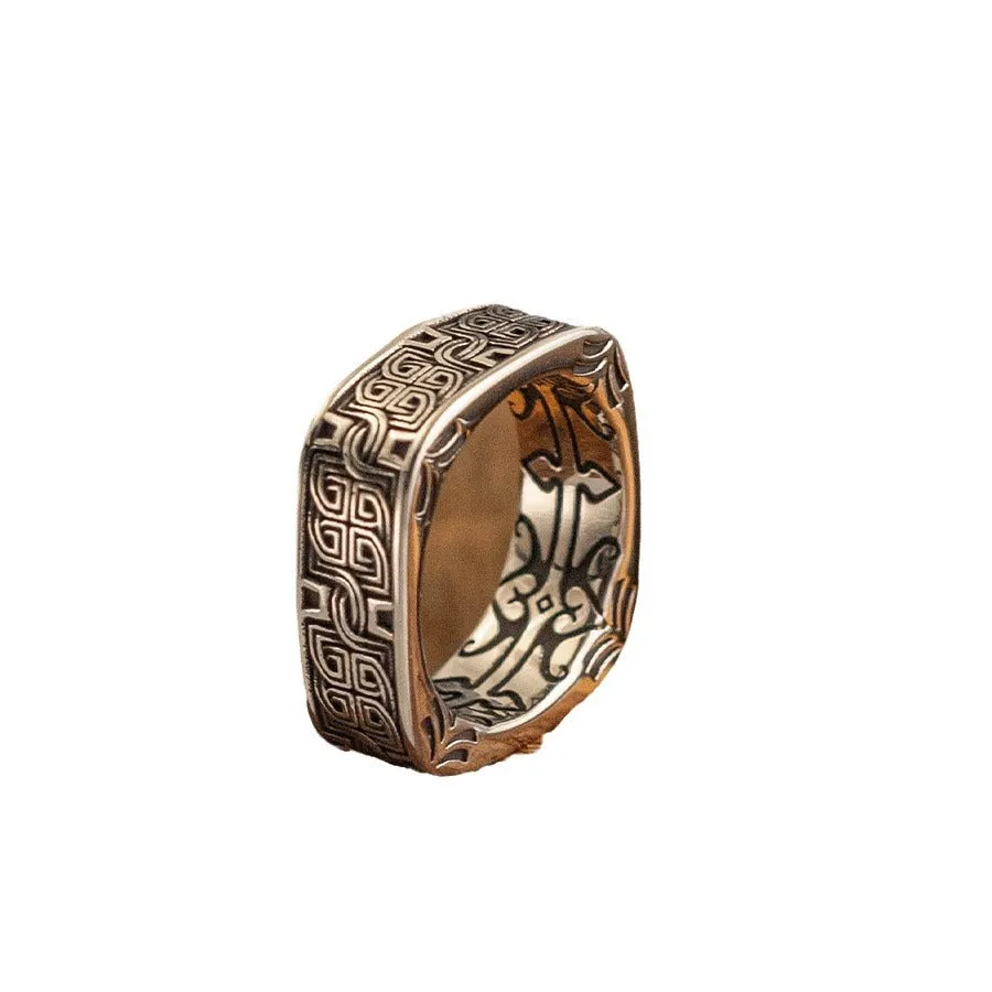 Taigu Square Round Pangu Men's/Unisex Fashion Retro Ring