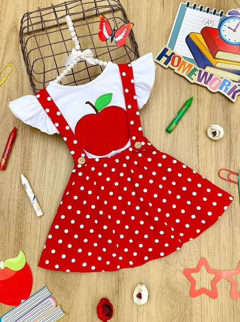 Teacher's Favorite Polka Dot Overall Skirt Set