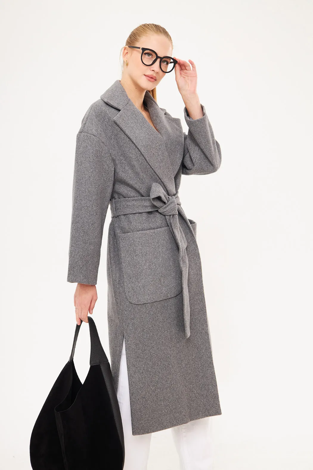 Textured Solid Maxi Coat with Pockets