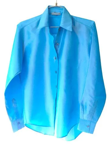 Thai Silk Button Down Shirt Cornflower