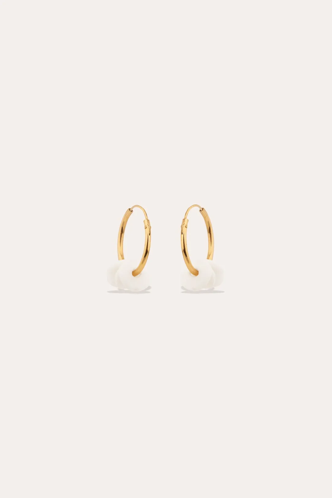 The Remains of a Dream - White Ceramic and Gold Vermeil Earrings