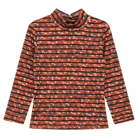 top l/s turtleneck printed - salmon