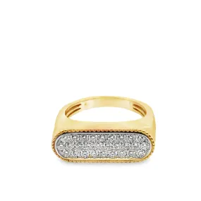 Two-Tone Flat Top Pave Diamond Ring