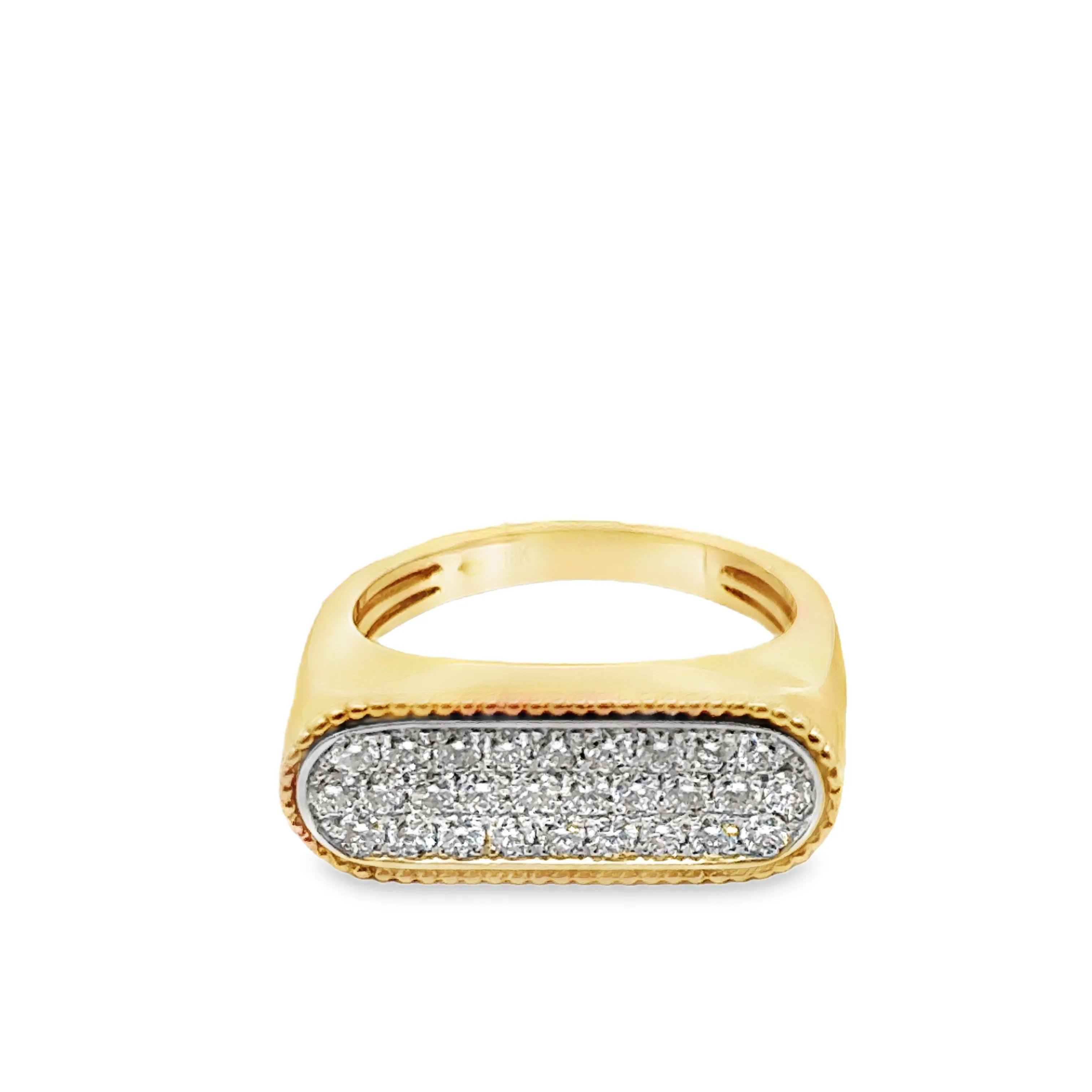 Two-Tone Flat Top Pave Diamond Ring