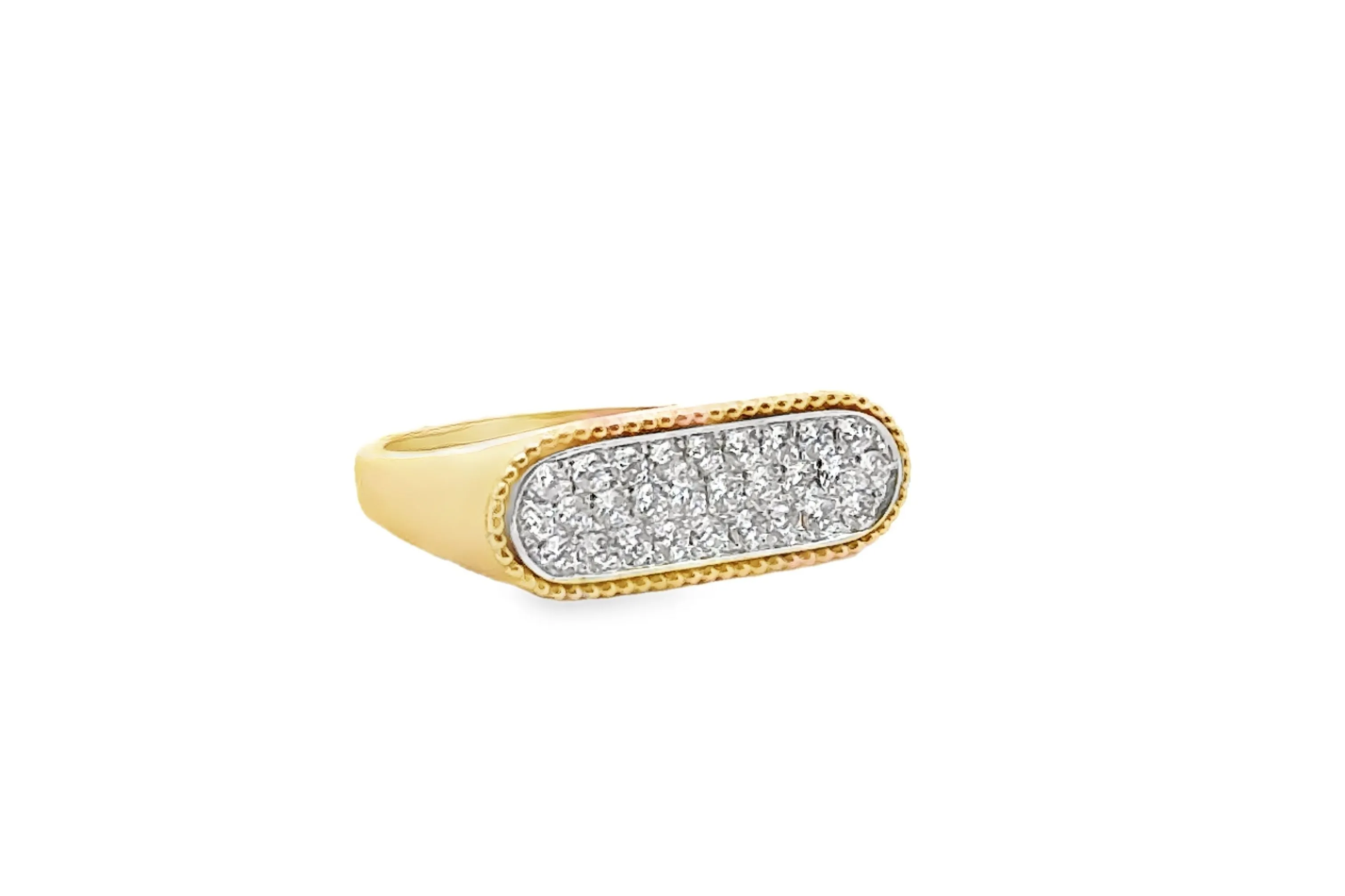 Two-Tone Flat Top Pave Diamond Ring