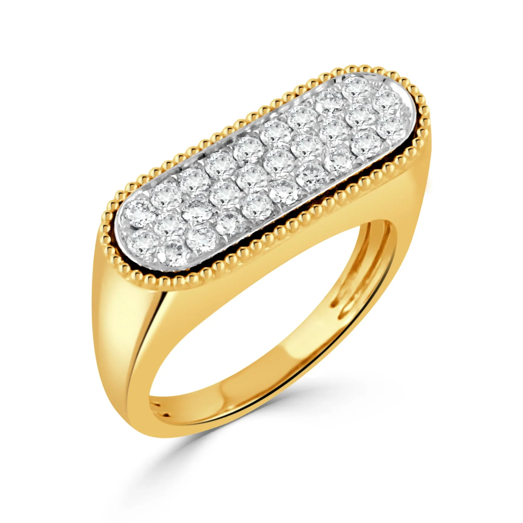 Two-Tone Flat Top Pave Diamond Ring