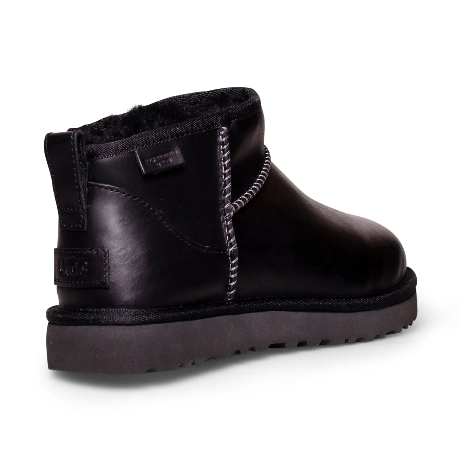 UGG Classic Ultra Mini Leather Regen Black Boots - Women's