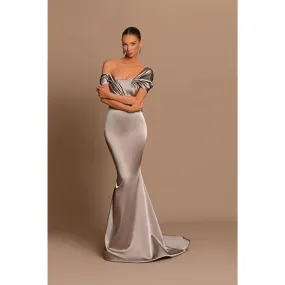 Unique Off The Shoulder Pleated Mermaid Formal Evening Gown