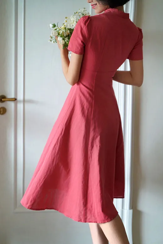 V neck summer dress ,Hepburn wind dress, 1950's dress for women J016