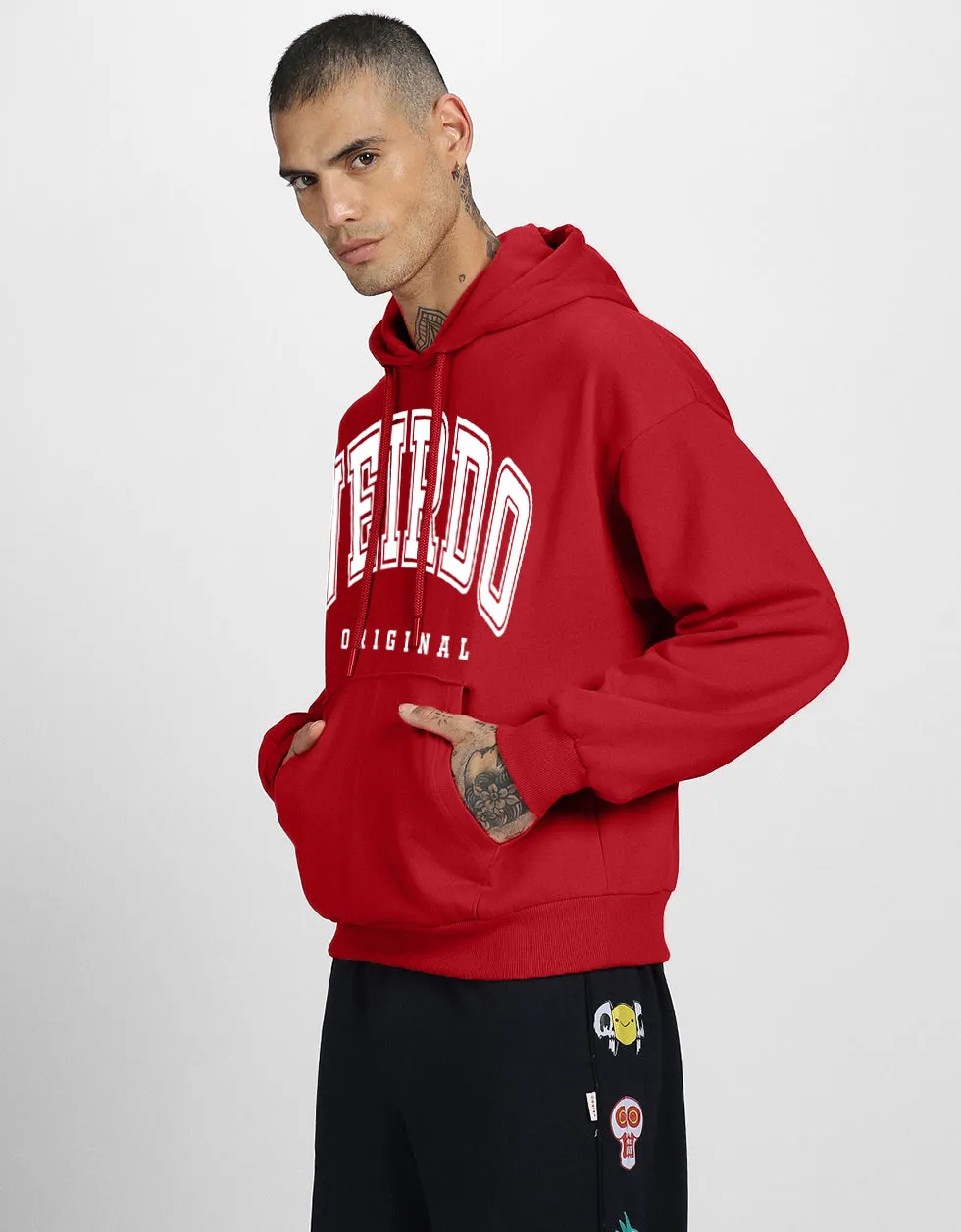 Veirdo Original Red Front Graphic Printed Hoodie