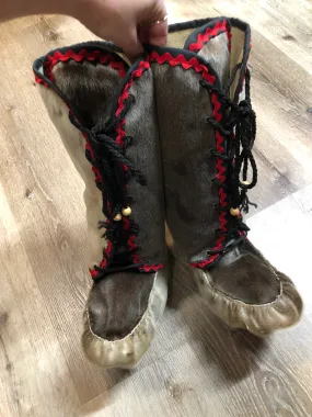 Vintage Indigenous Made Fur Mukluks, Hand-made in Canada