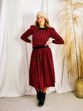 Vintage Red Plaid Flannel Dress