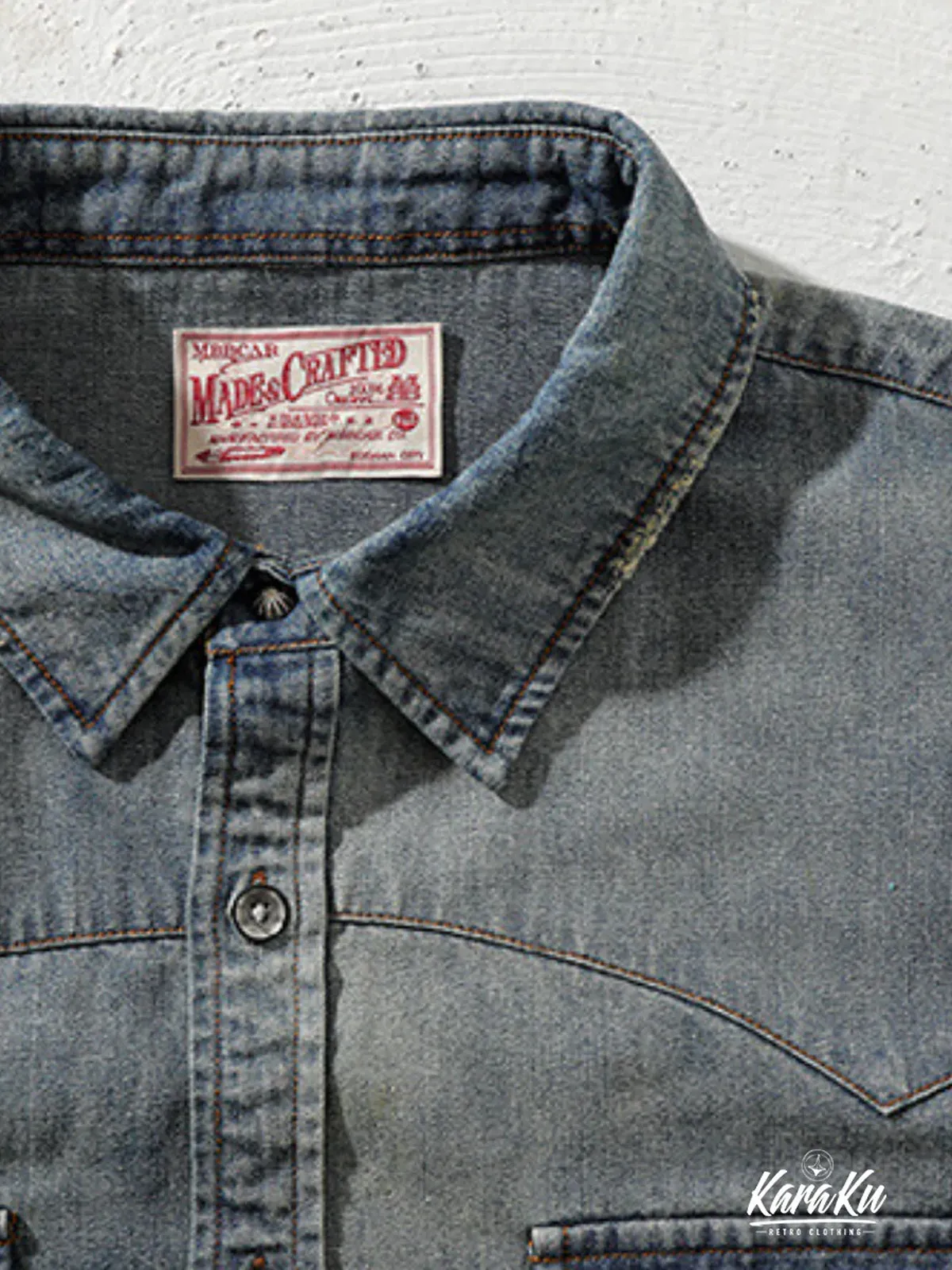 Washed Denim Western Cotton Shirt