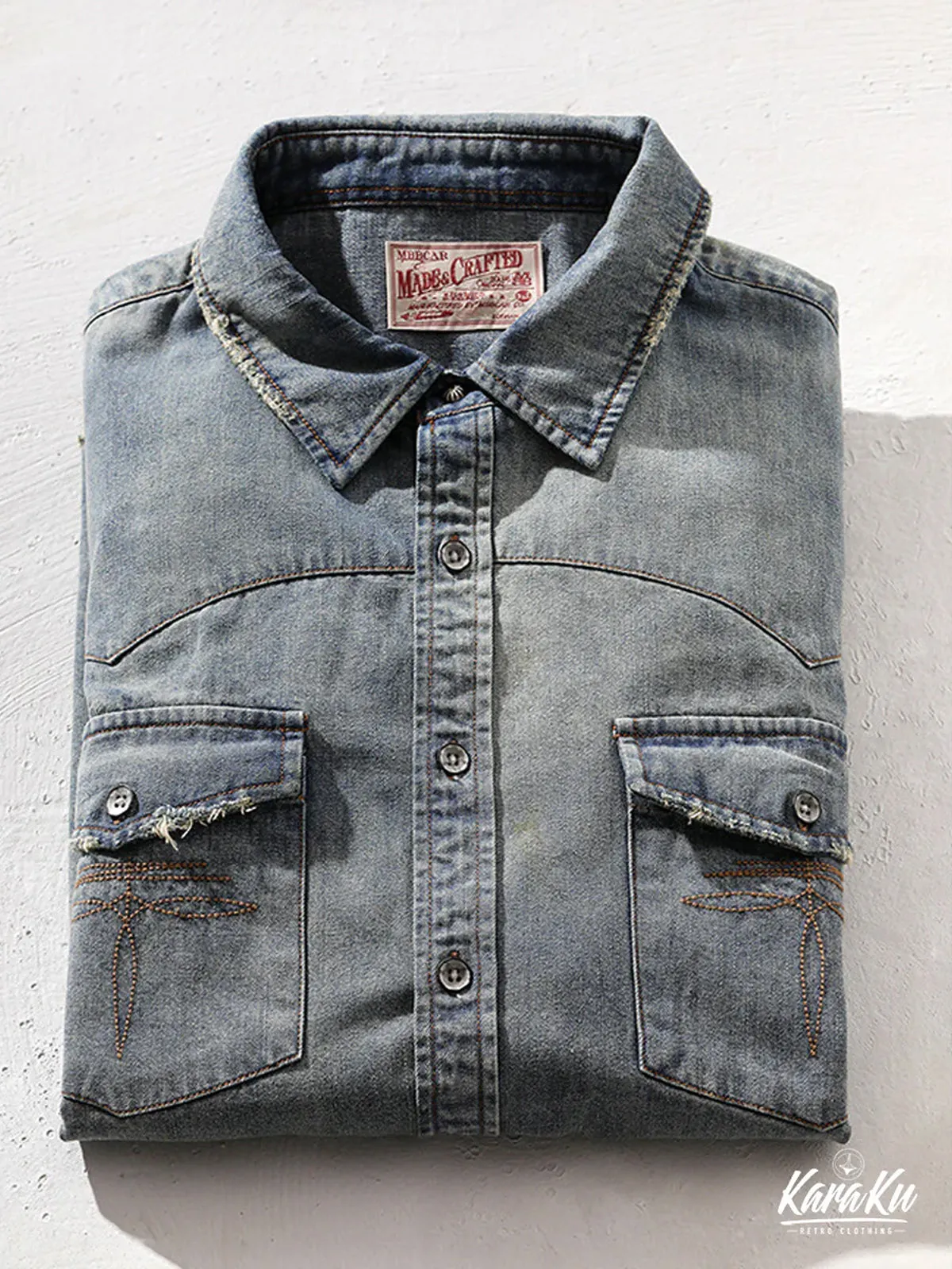 Washed Denim Western Cotton Shirt