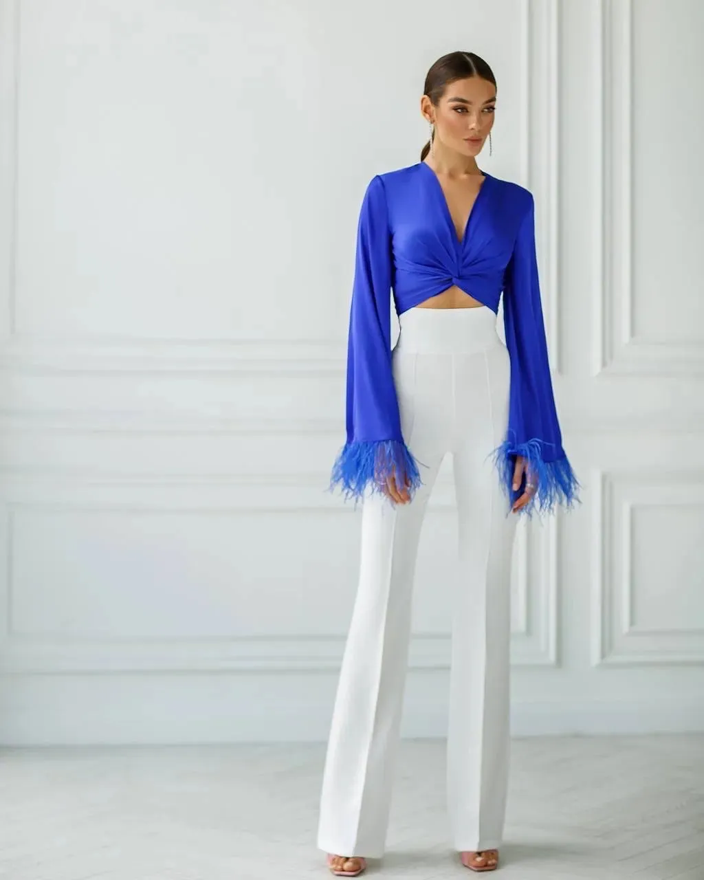 White trousers "High waist flares"