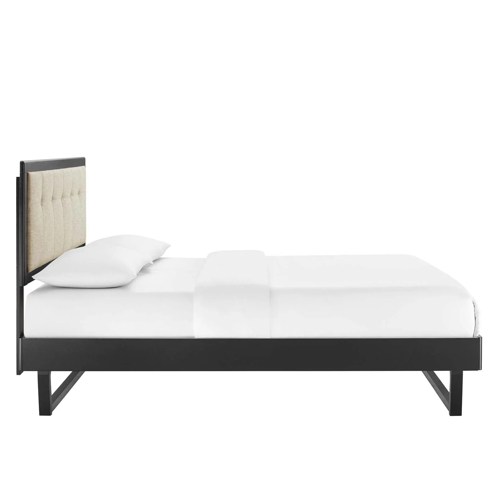 Willow Wood Platform Bed With Angular Frame