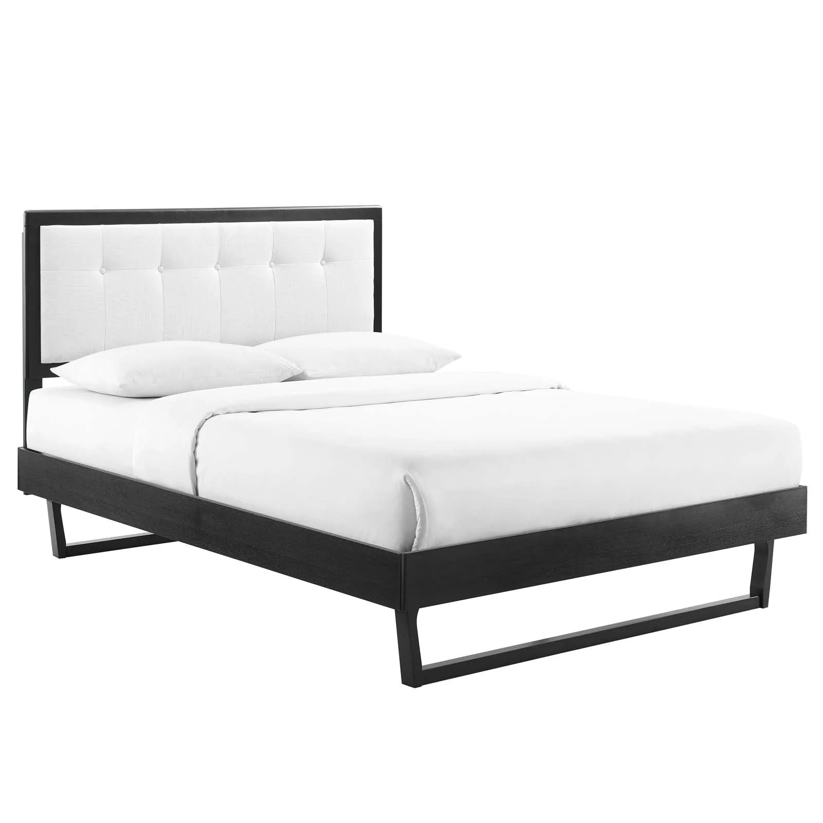 Willow Wood Platform Bed With Angular Frame