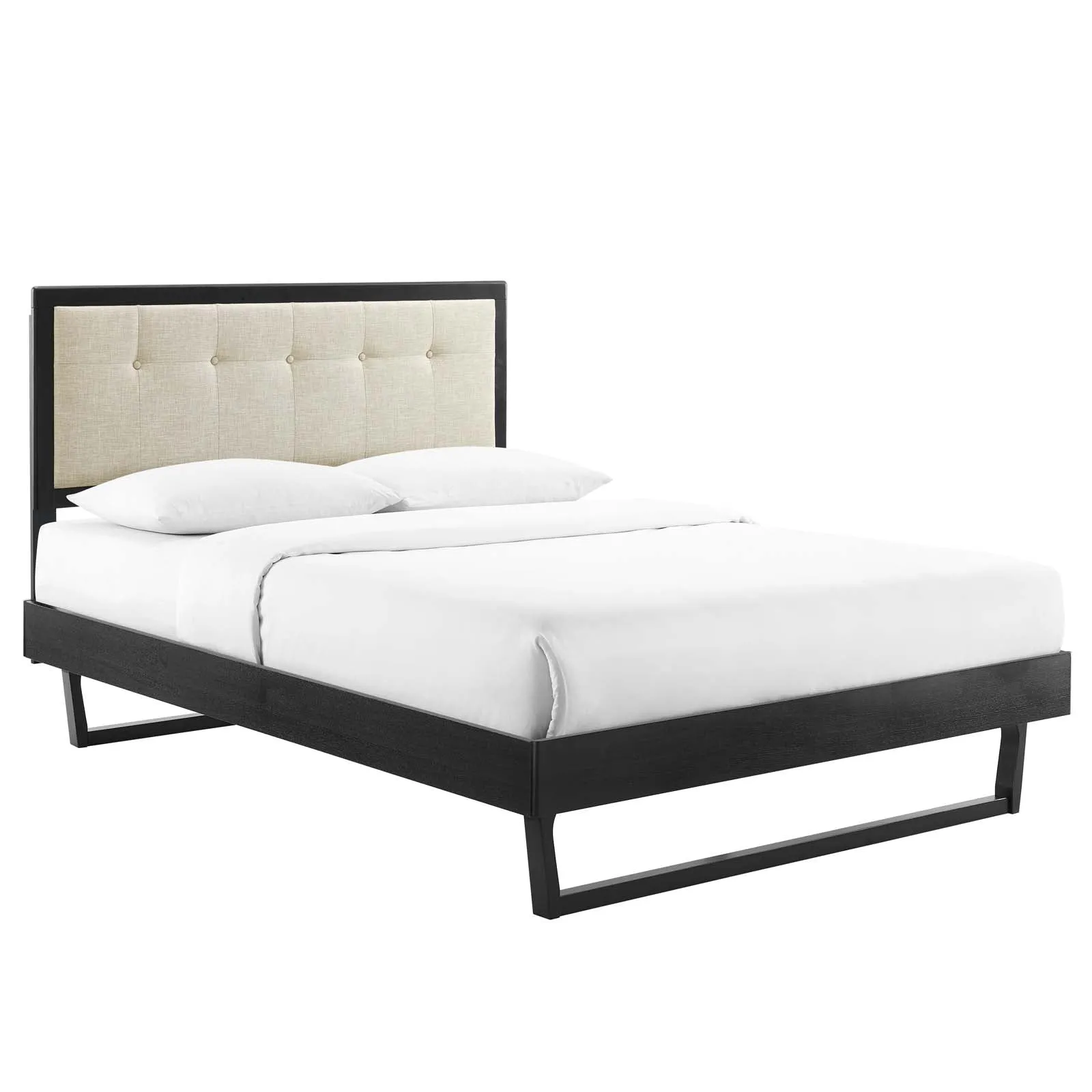 Willow Wood Platform Bed With Angular Frame