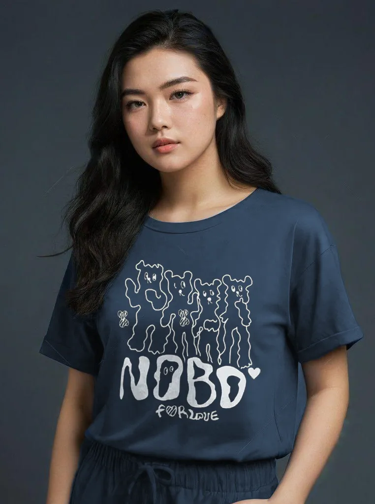 Women Blue Oversized T-shirt - NOBD