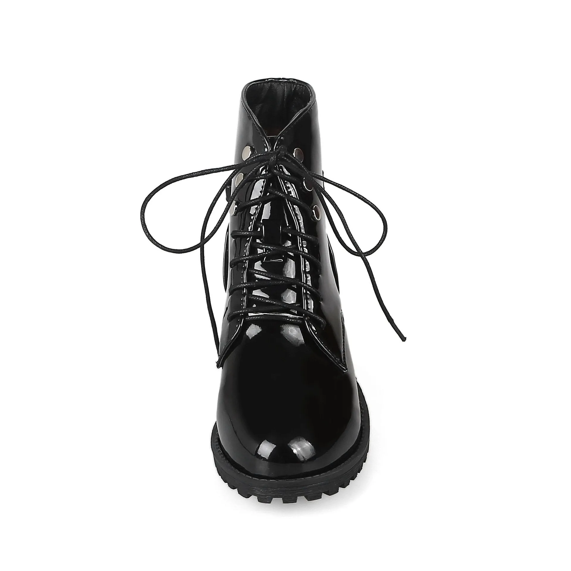 Women chunky heel platform lace up ankle boots