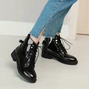 Women chunky heel platform lace up ankle boots