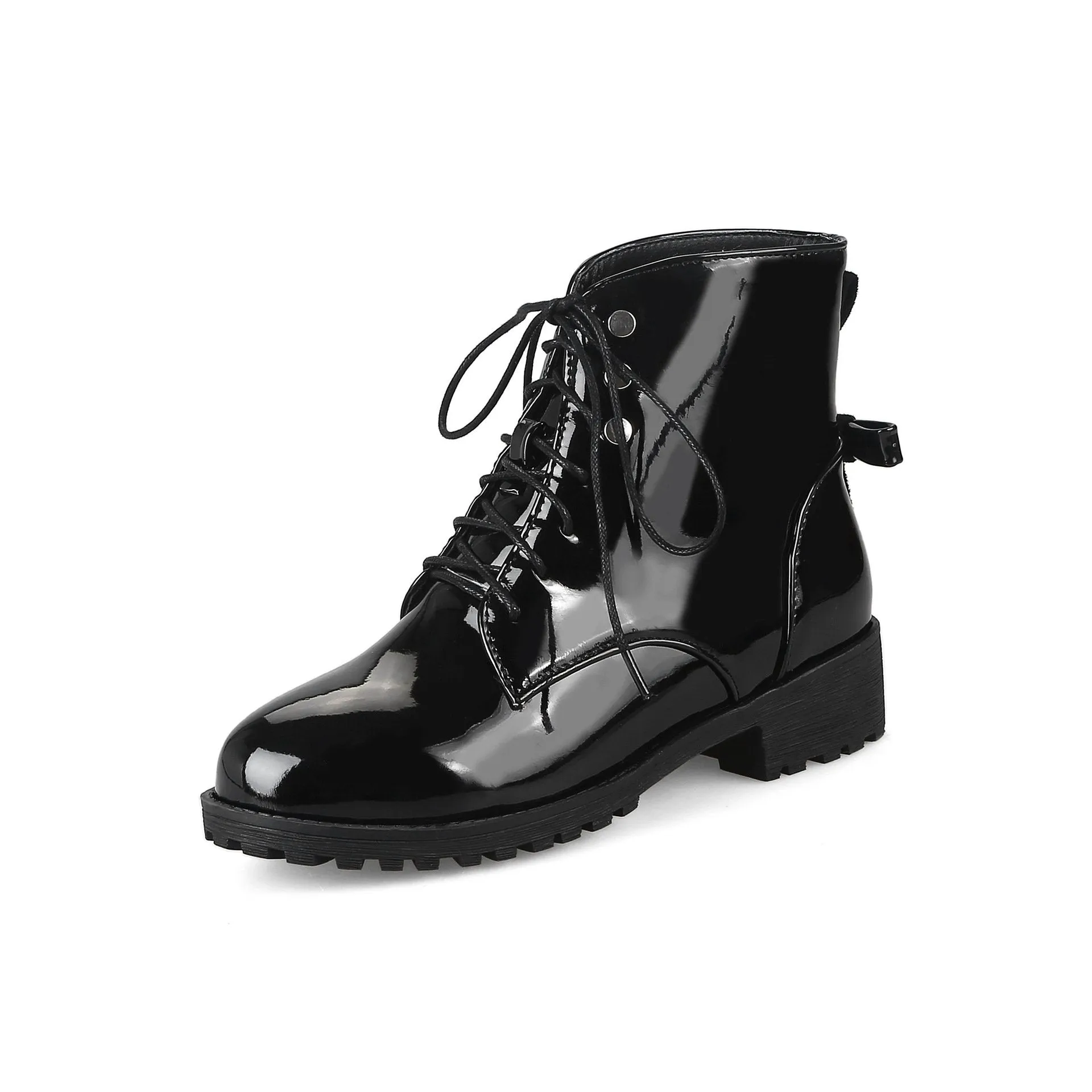 Women chunky heel platform lace up ankle boots