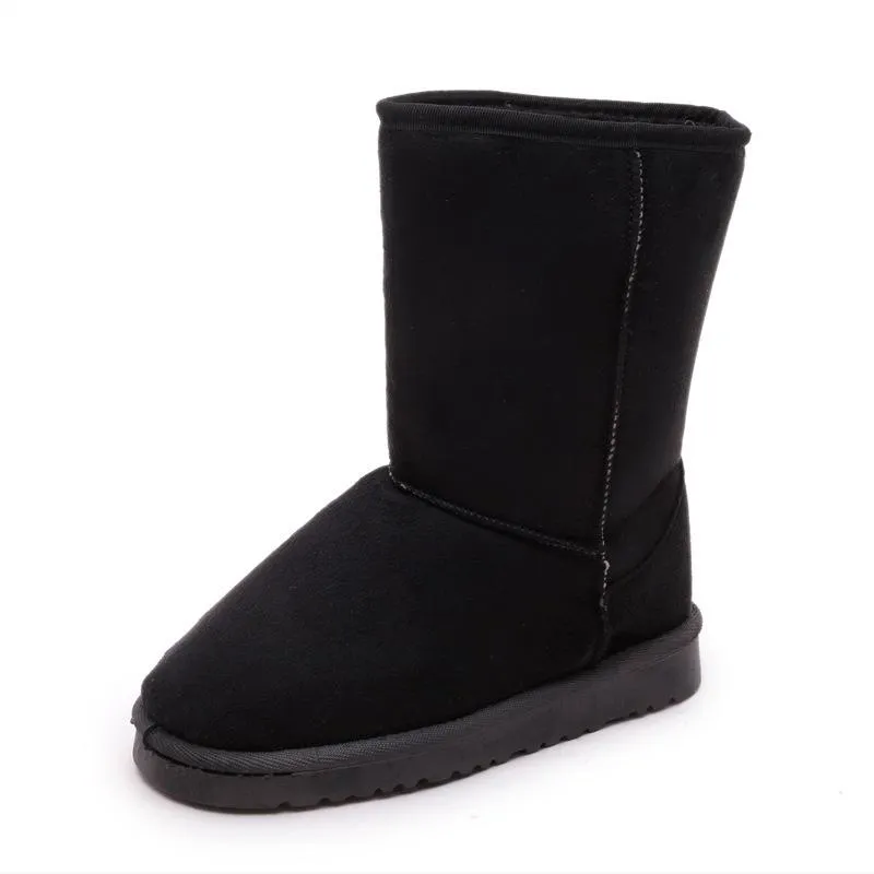 Women winter warm faux fur mid calf thick sole snow boots