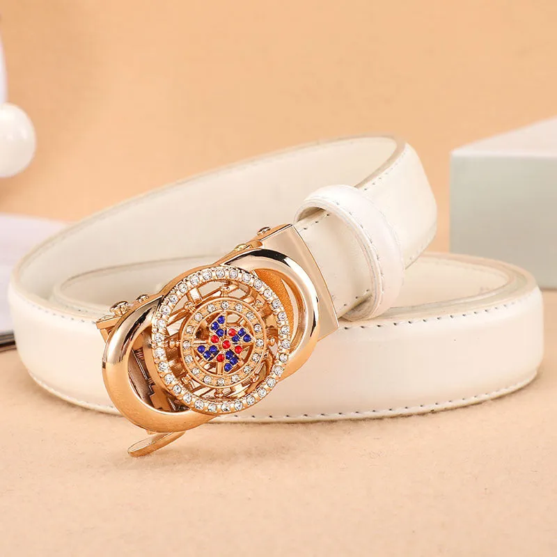 Women's Belt Automatic Buckle Good Luck Comes Fashion All-Match Belt Female Korean Style