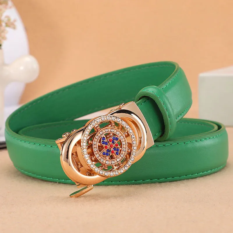 Women's Belt Automatic Buckle Good Luck Comes Fashion All-Match Belt Female Korean Style