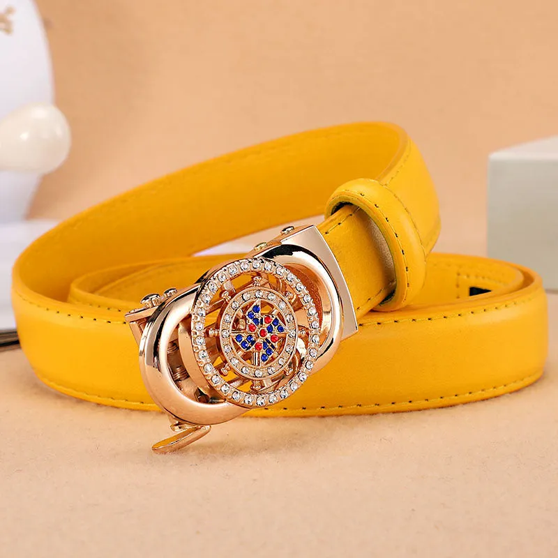 Women's Belt Automatic Buckle Good Luck Comes Fashion All-Match Belt Female Korean Style