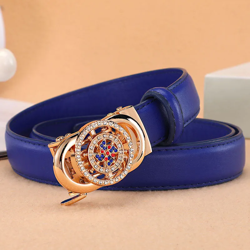 Women's Belt Automatic Buckle Good Luck Comes Fashion All-Match Belt Female Korean Style