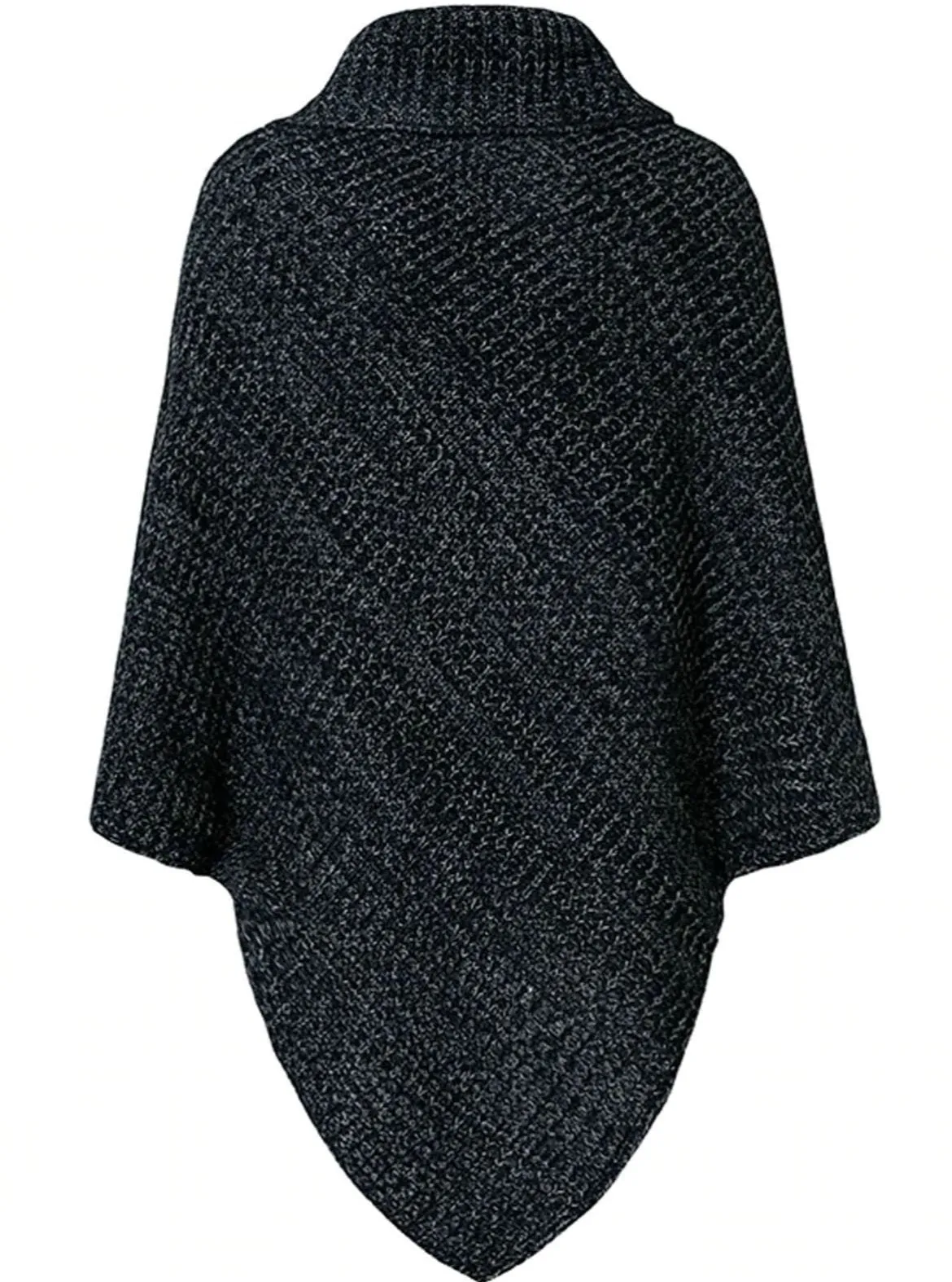 Women's Casual Knit Button Embellished Cloak Sweater