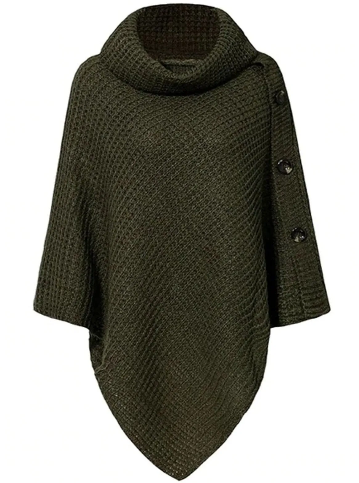 Women's Casual Knit Button Embellished Cloak Sweater