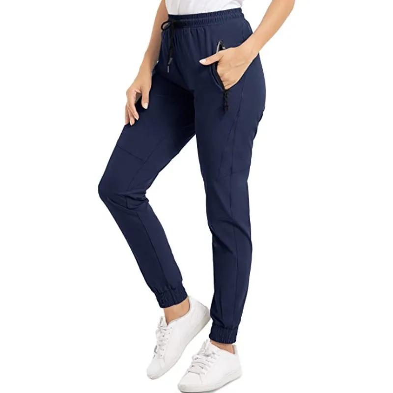 Women's Hiking Pants Lightweight Quick Dry Stretch Elastic Waist Water Resistant Golf Travel Pants with Zip Pockets