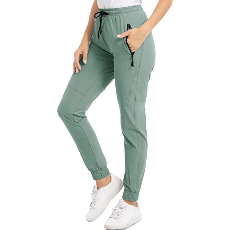 Women's Hiking Pants Lightweight Quick Dry Stretch Elastic Waist Water Resistant Golf Travel Pants with Zip Pockets