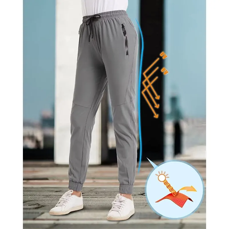 Women's Hiking Pants Lightweight Quick Dry Stretch Elastic Waist Water Resistant Golf Travel Pants with Zip Pockets