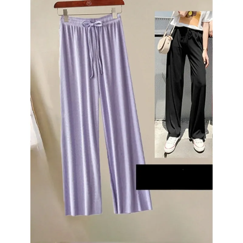 Women's Ice Silk Ankle Length Casual Summer Pants