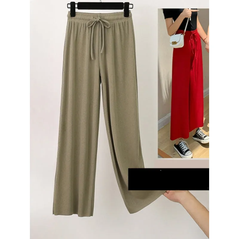 Women's Ice Silk Ankle Length Casual Summer Pants