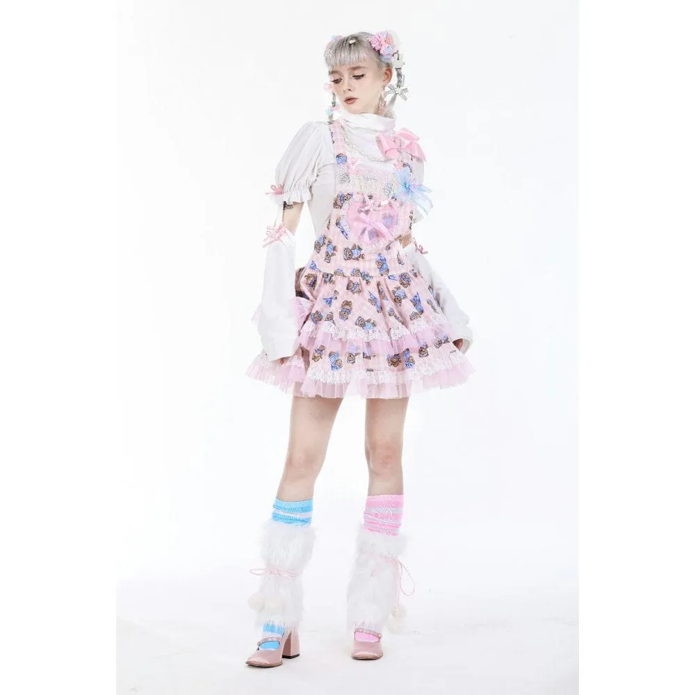 Women's Lolita Bear Printed Layered Overall Dress