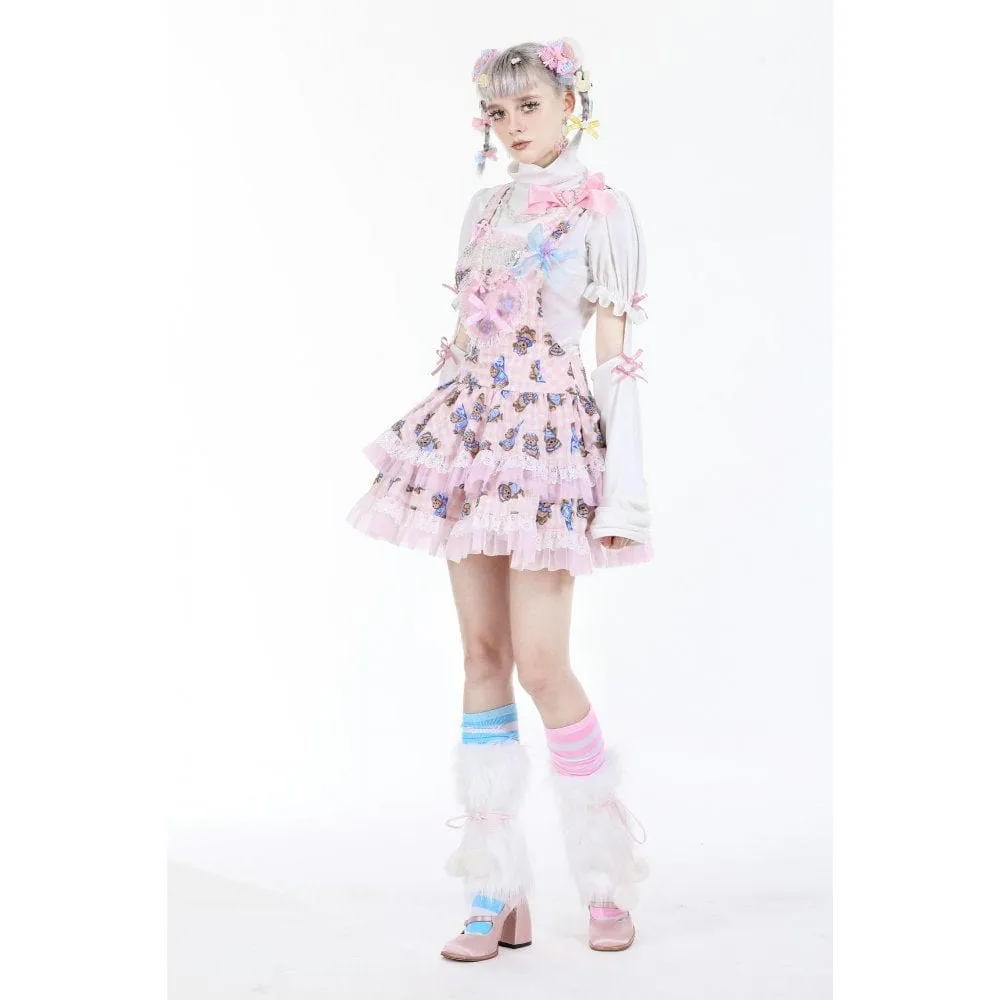 Women's Lolita Bear Printed Layered Overall Dress