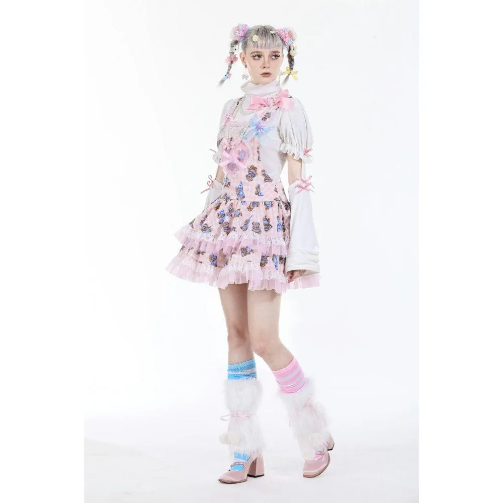 Women's Lolita Bear Printed Layered Overall Dress