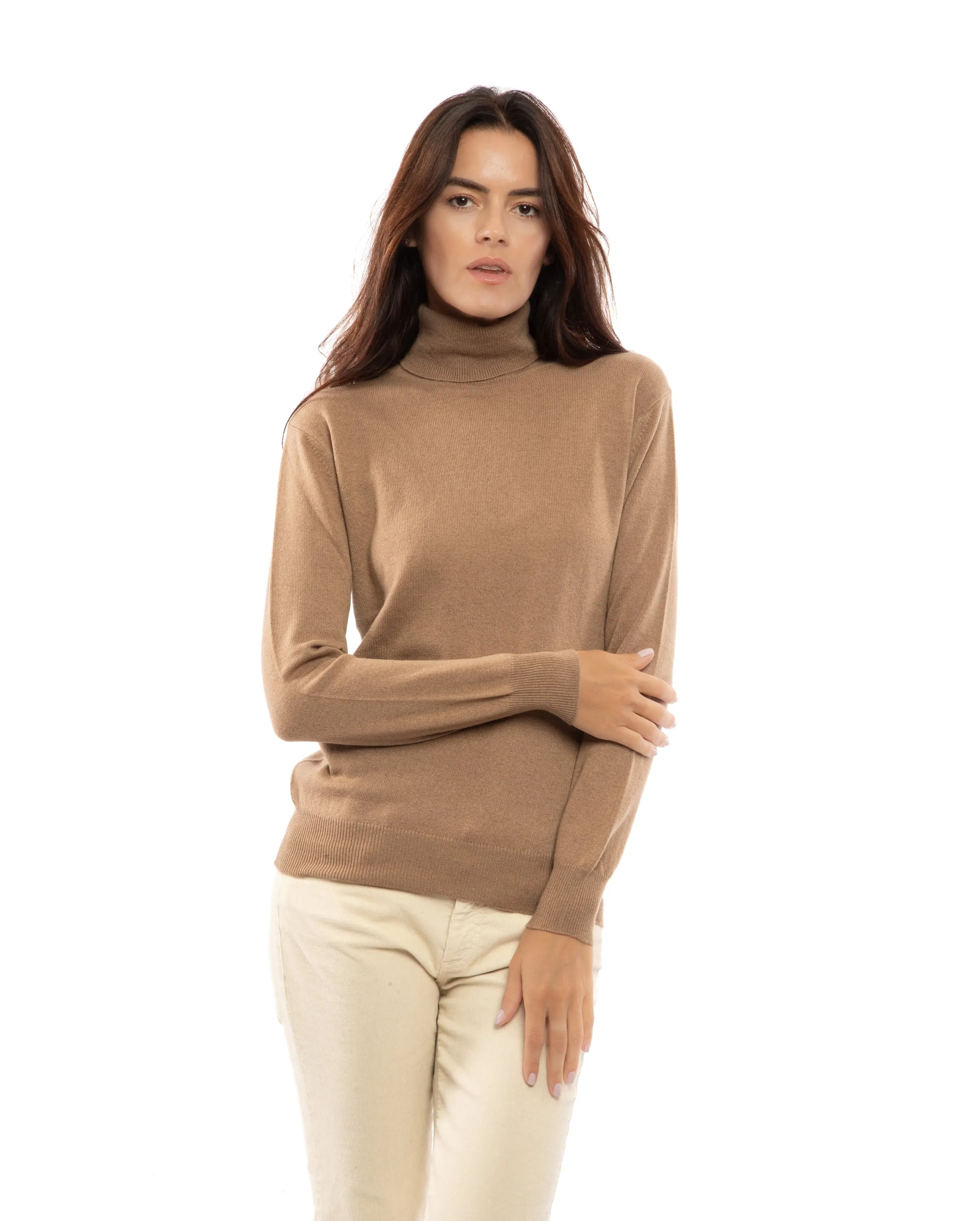 Women's Pure Cashmere Turtleneck Sweater Forest Green