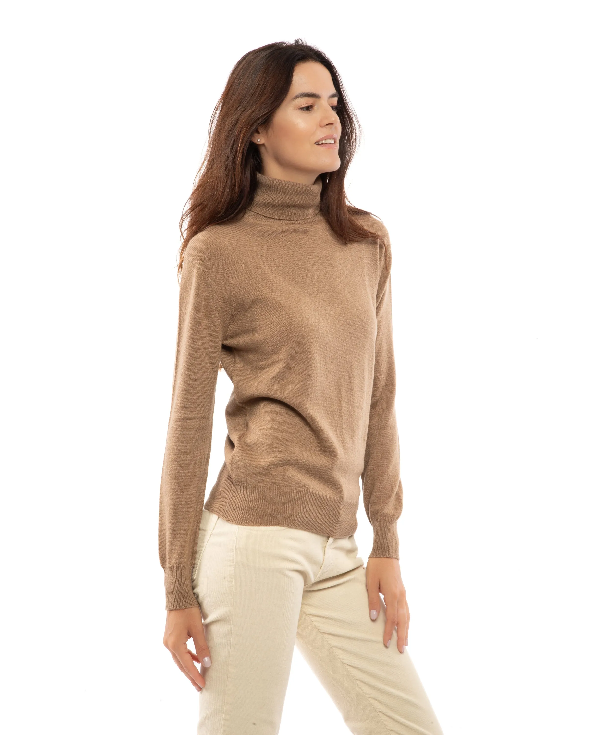 Women's Pure Cashmere Turtleneck Sweater Forest Green