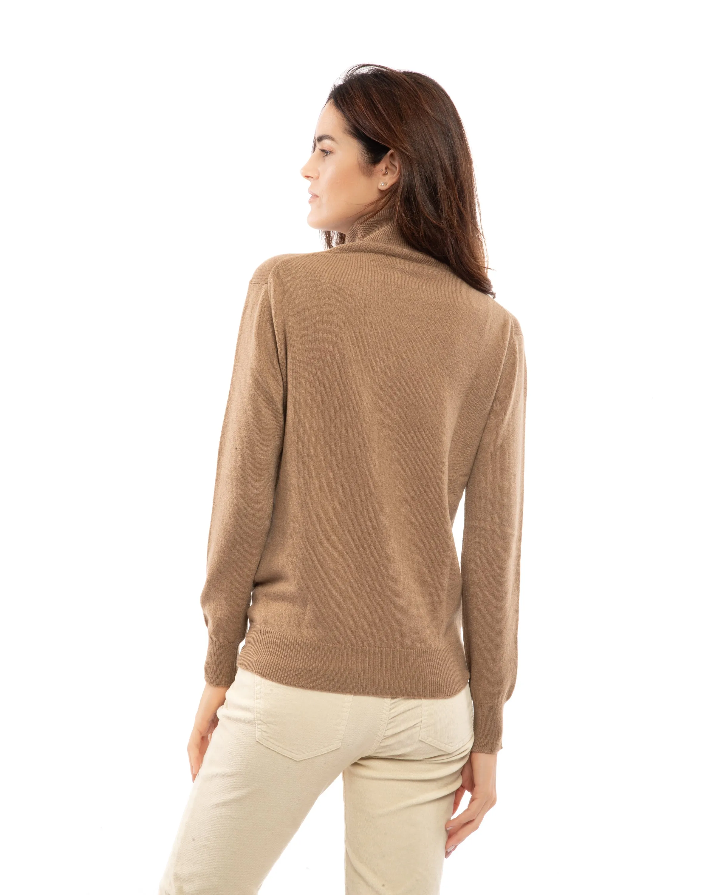 Women's Pure Cashmere Turtleneck Sweater Forest Green