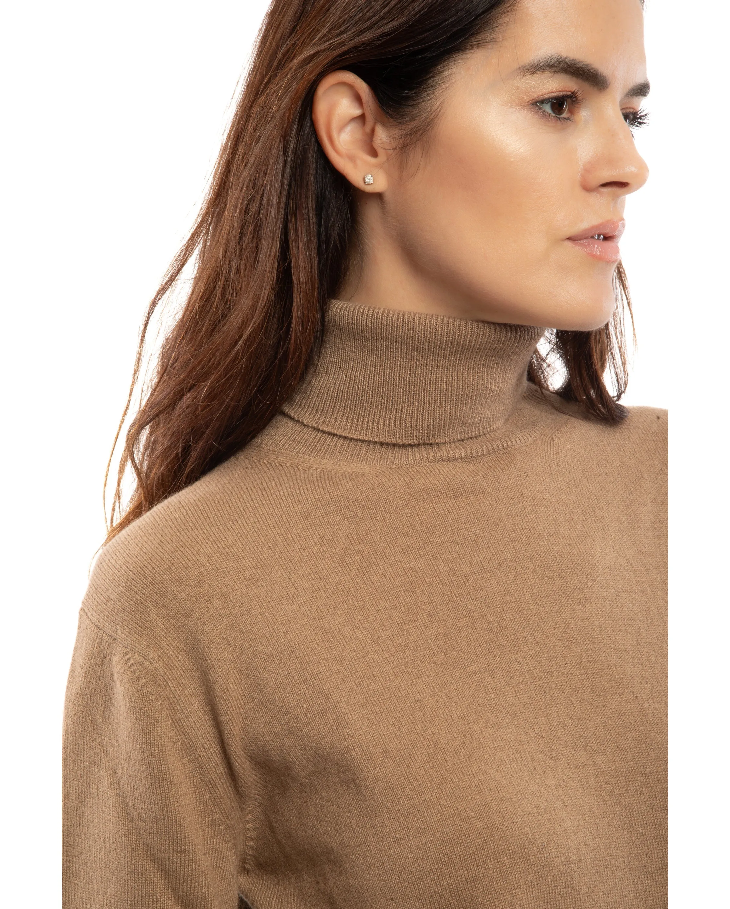 Women's Pure Cashmere Turtleneck Sweater Forest Green