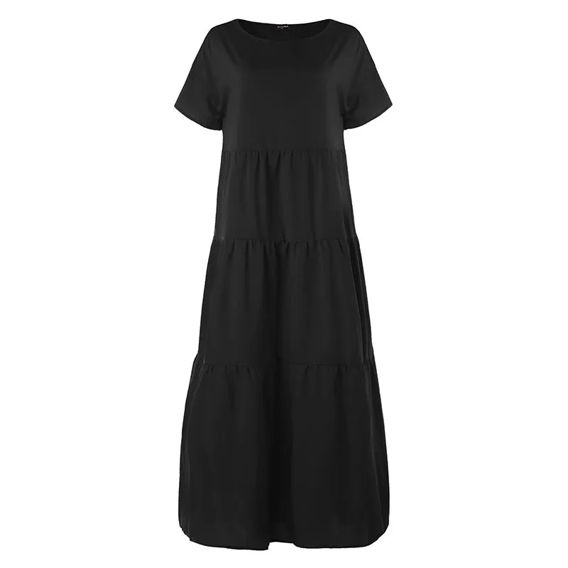 Women's Summer Casual Beach Loose O-Neck Dress