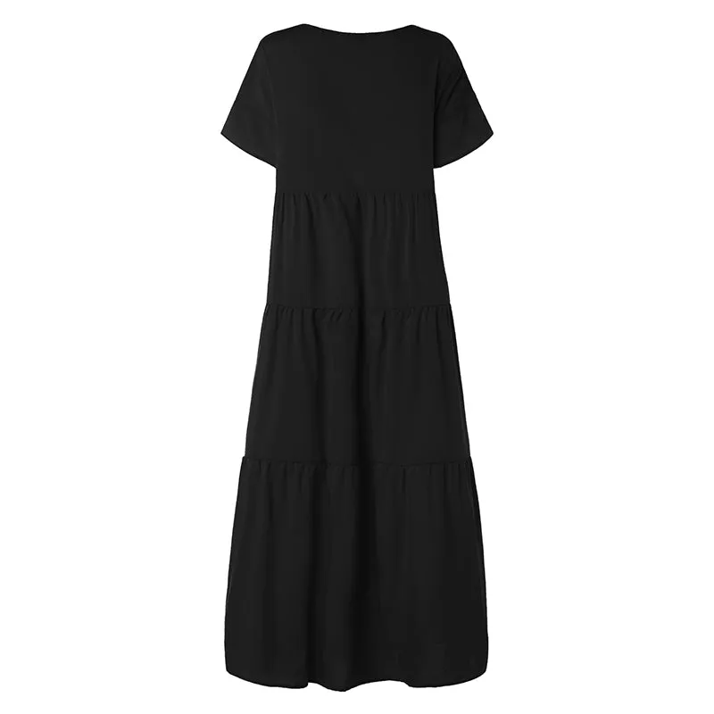 Women's Summer Casual Beach Loose O-Neck Dress