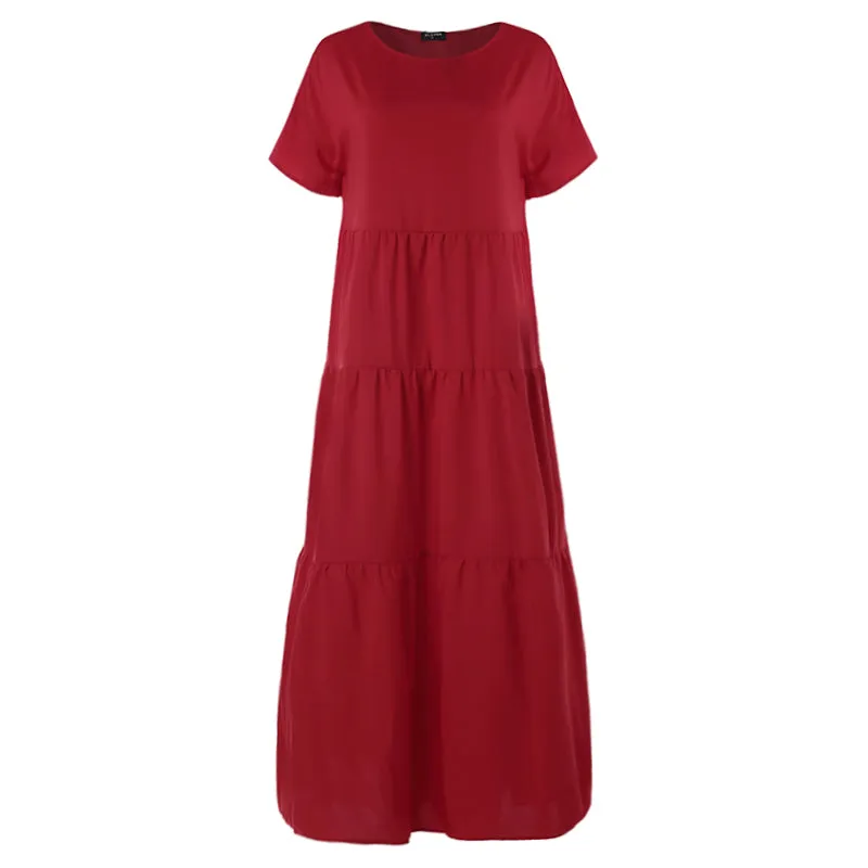 Women's Summer Casual Beach Loose O-Neck Dress